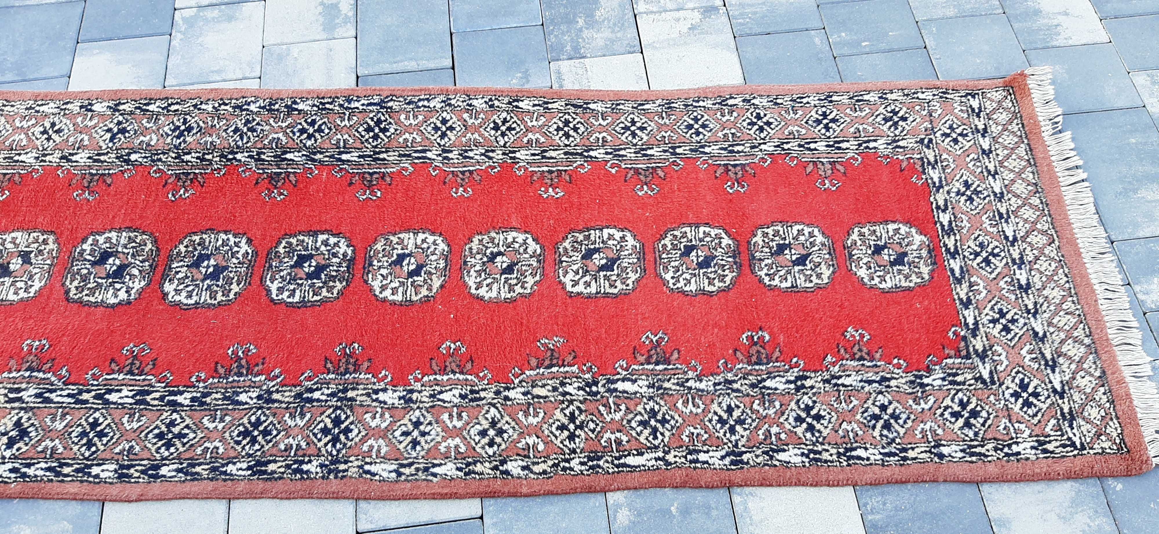 Buchara pakistański dywan wełniany chodnik 400 x 77 cm wełna