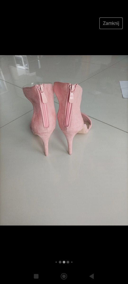 Eleganckie sandały z transparentnym paskiem  rozm  39