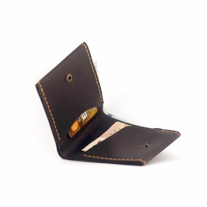 Тонкий кожаный кошелёк - мужской маленький портмоне, бумажник +Подарок