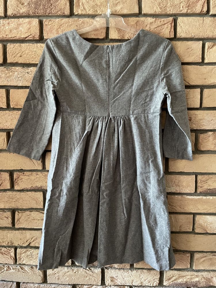 Bohoboco 40 L wełniana szara sukienka z podszewką vintage