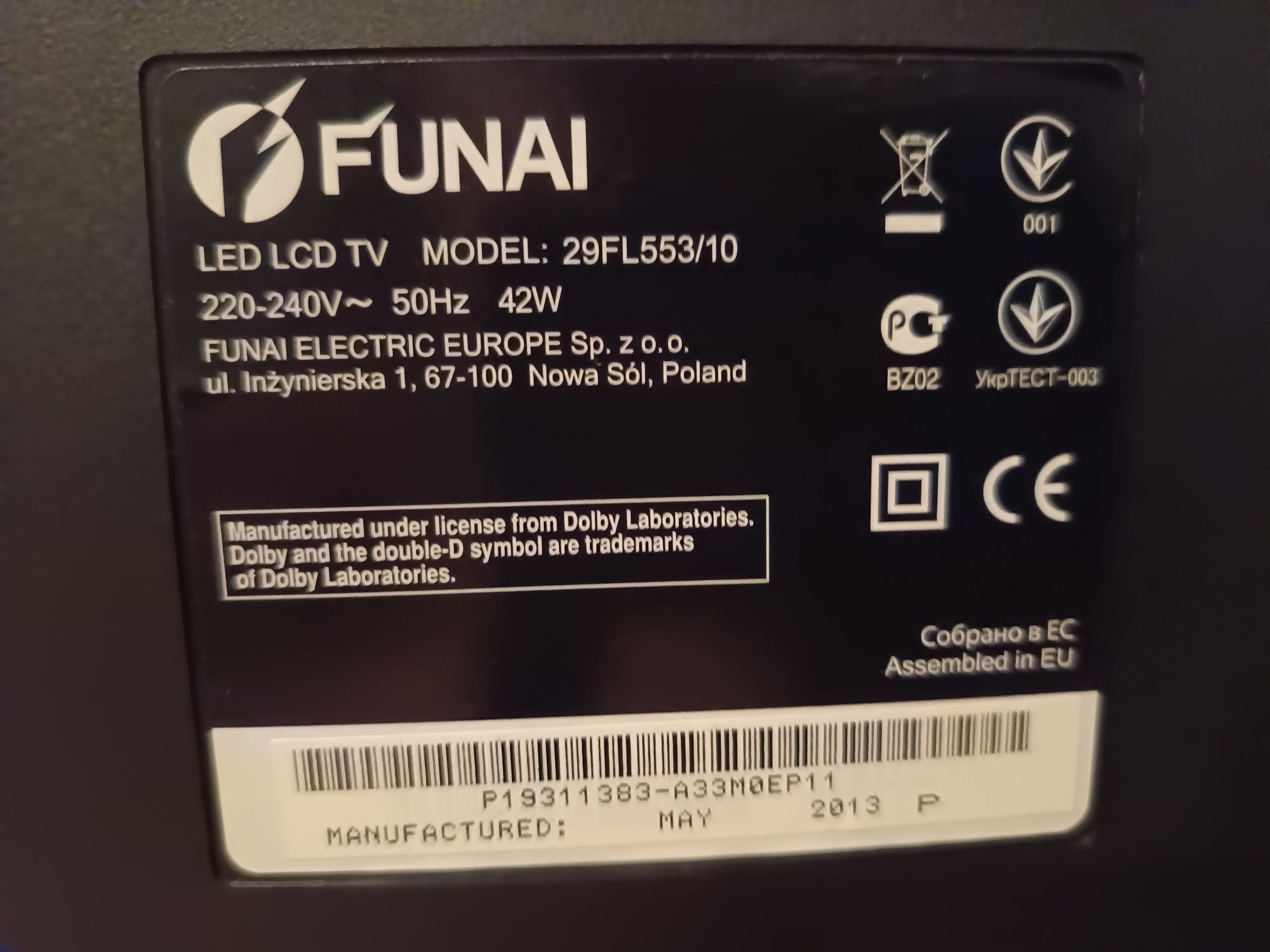 TV Funai model 29FL553/10