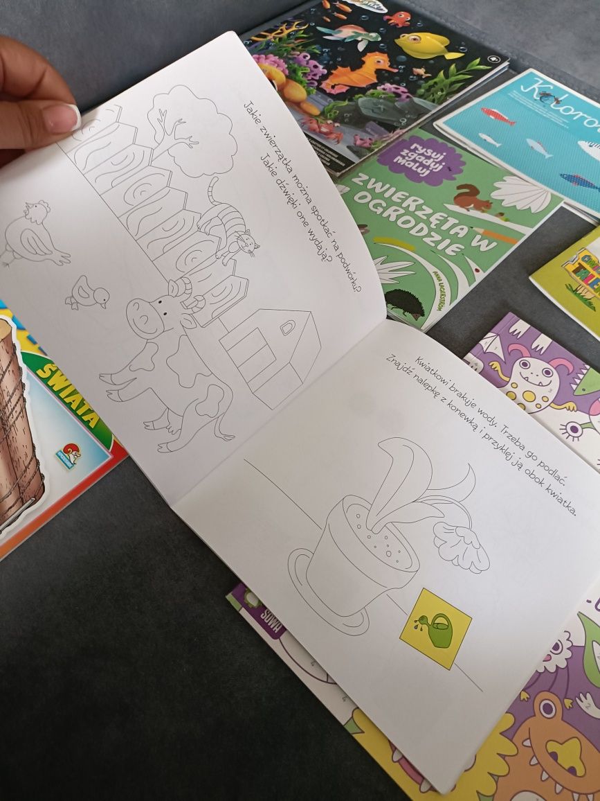 Zestaw 8 kolorowanek dla dzieci zagadki czytanki rysowanie