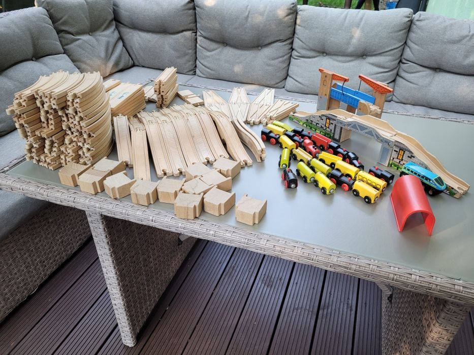 Mega zestaw drewnianych torow IKEA ponad 160 elem.