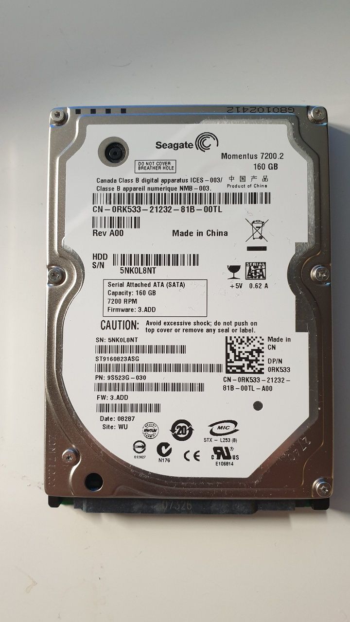 Dysk HDD 160GB 7200 obr. 2,5" seagate