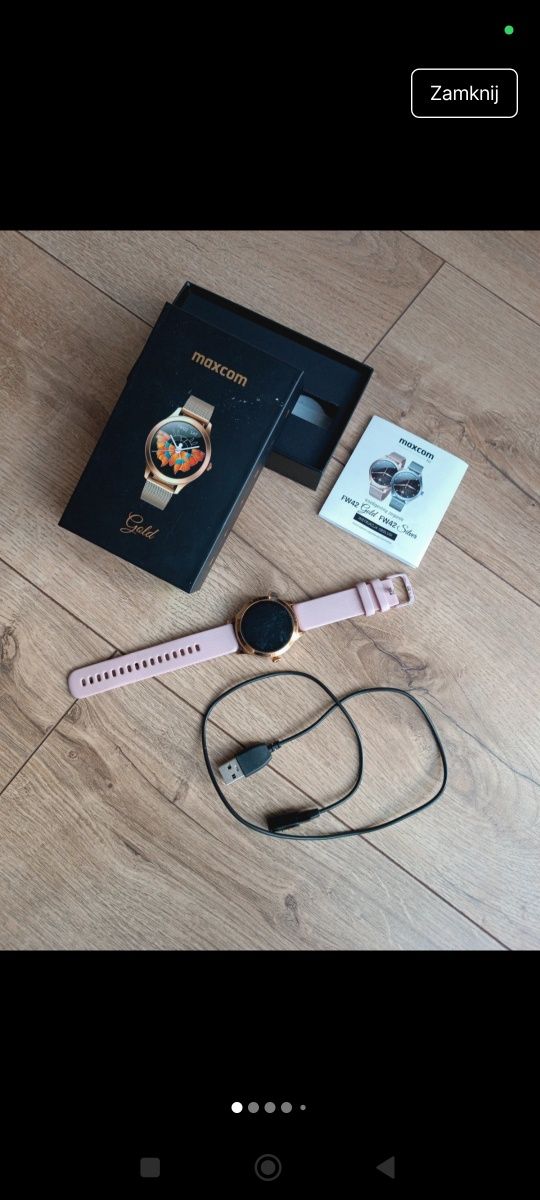 Smartwatch damski zegarek maxcom na silikonowym różowym pasku