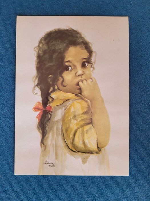 Muszyńska pocztówka dziewczynka z warkoczem PRL