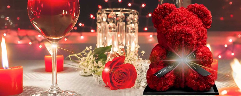 Miś Różany XXL z płatków róż dzień kobiet 18 urodziny prezent