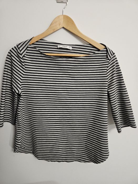 Bluza Mango 38 szara w paski bawełna