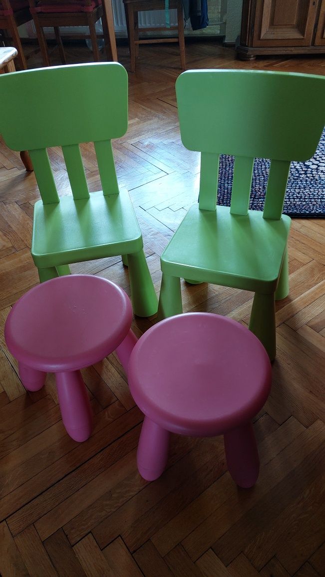 Ikea Mammut 2 krzesełka i 2 taborety dla dzieci