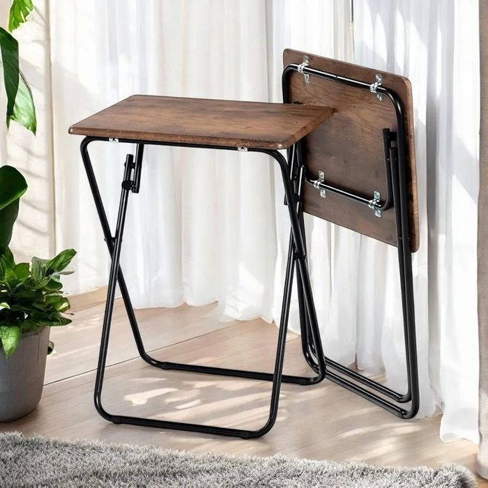 Zestaw 2 wysokiej jakości składanych stolików bocznych z płyty MDF