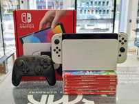 Nintendo Switch OLED 64GB White Joy-cons/Pro Controller/Grade B/6 gier