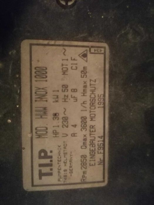 hydrofor silnik z pompą 1,0 kw 3600l/h Hmax 50 m