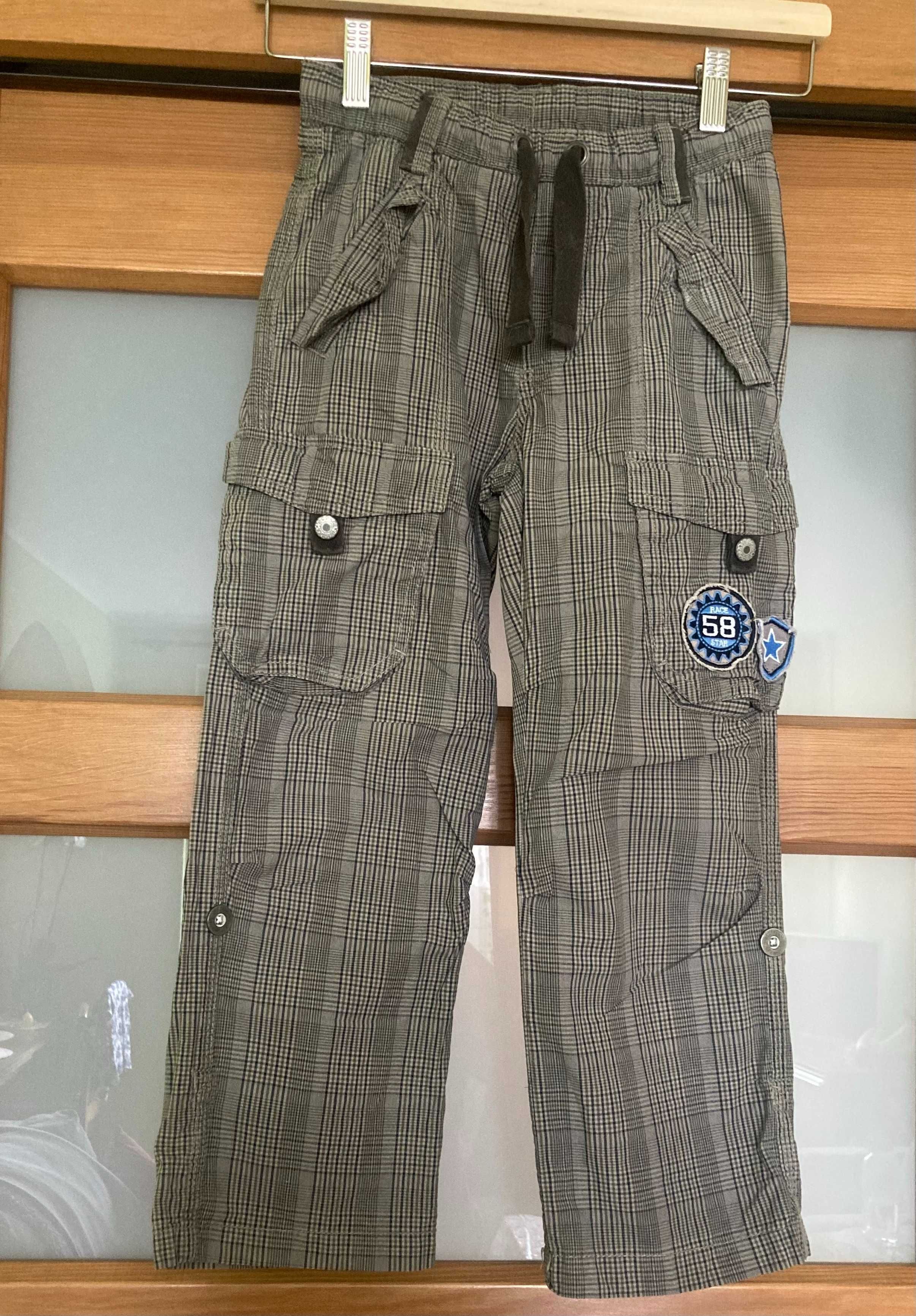 Szare spodnie chłopięce w kratkę, H&M r. 122