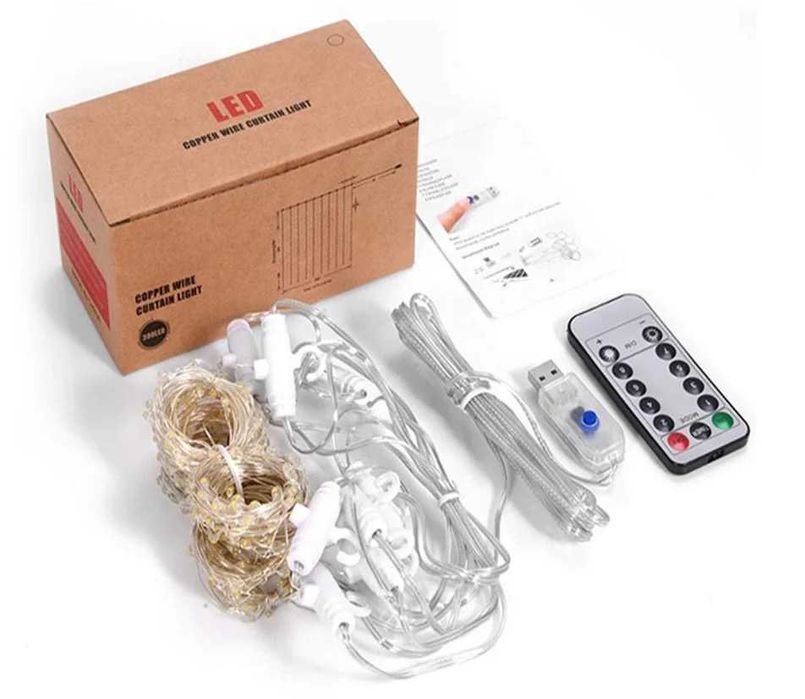 Світлодіодні штори, 3х3 метри, 300ww  робота через Power bank