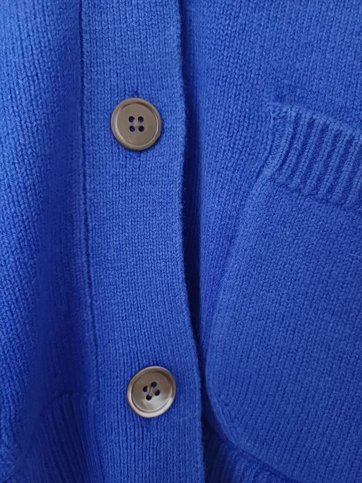 Massimo Dutti wełniany kardigan wełna kaszmir niebieski sweter guziki
