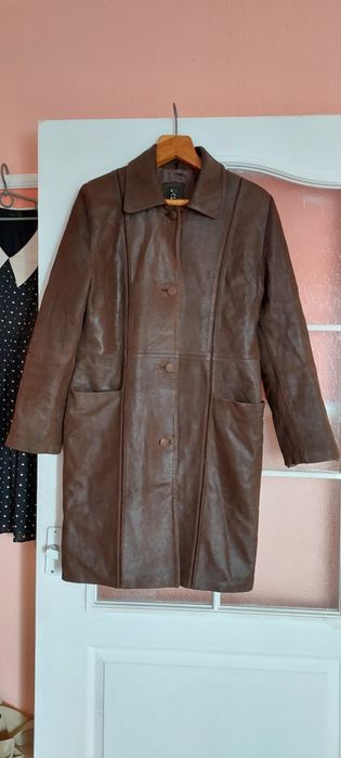 Шкіряний тренч жакет куртка