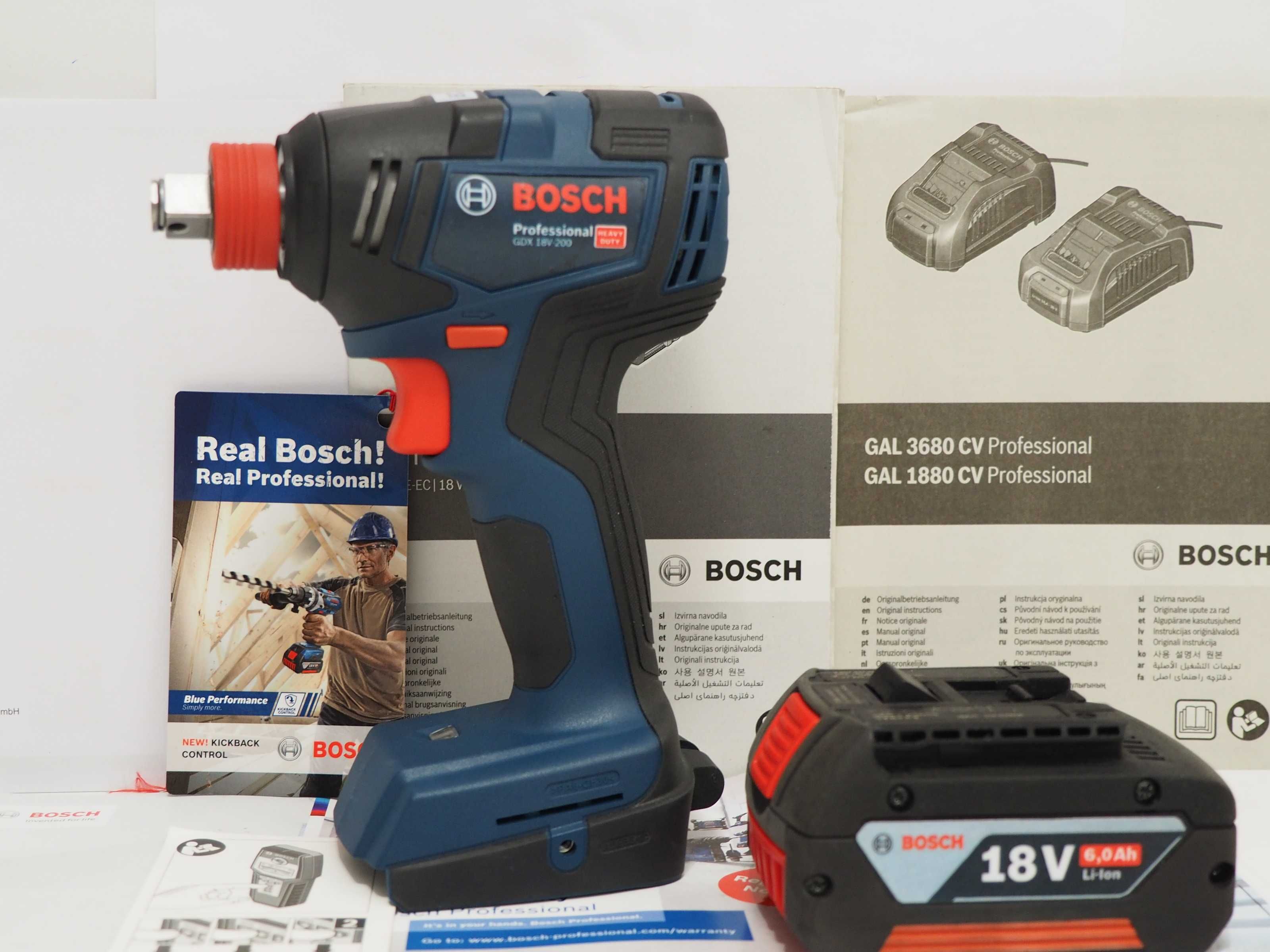 BOSCH GDX 18V-200 klucz zakrętarka 1/2''  +bateria 18v 6ah wurth bti