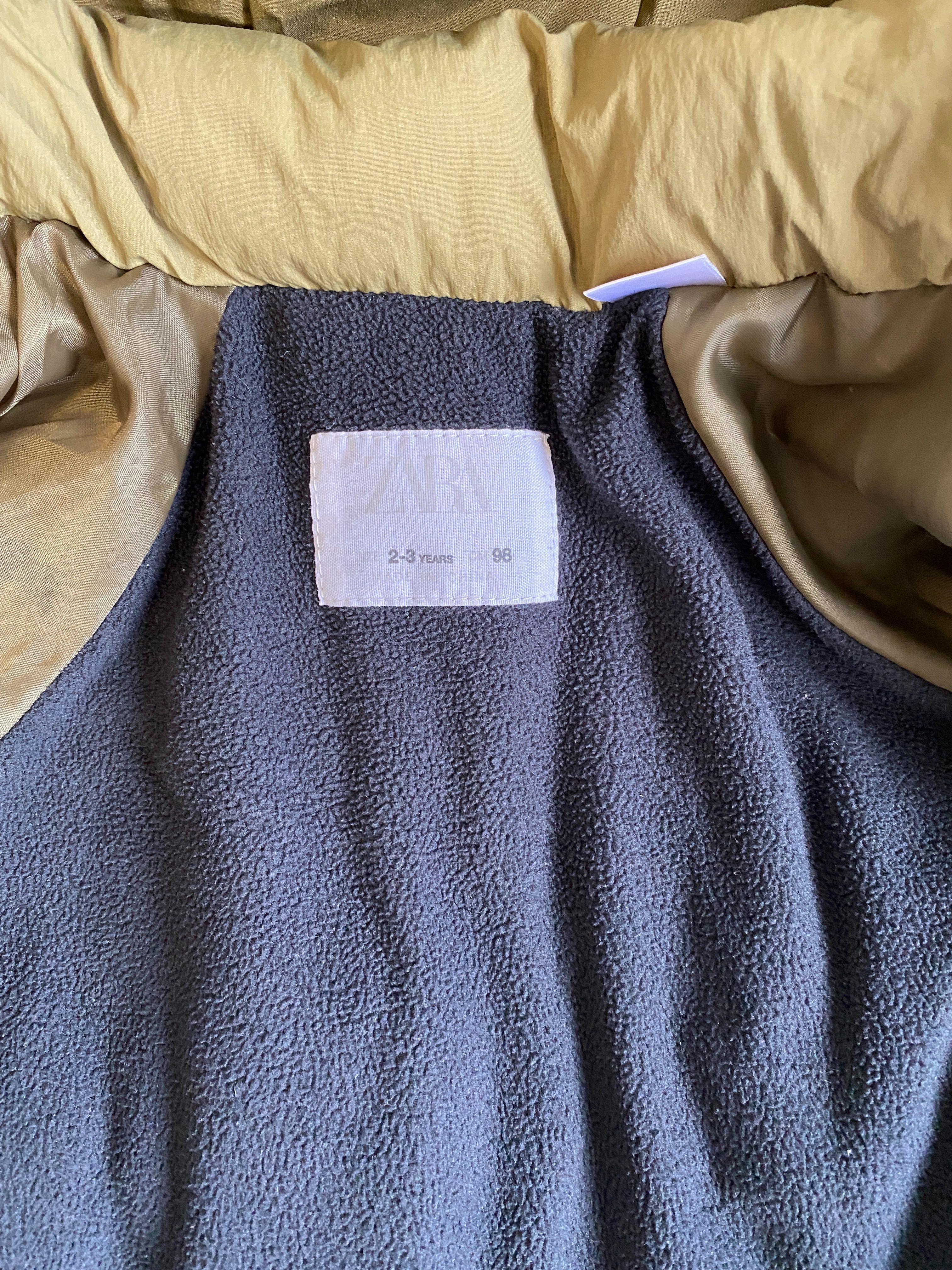 Płaszcz ocieplany Zara roz 98 kurtka zimowa kolor khaki parka