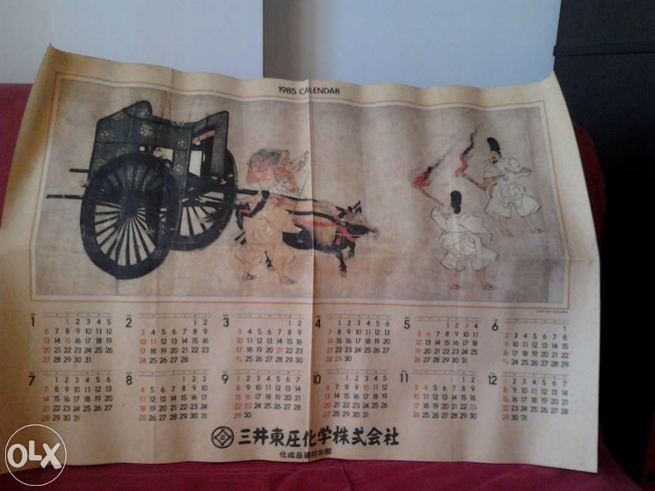 Calendário 1985 em papel arroz