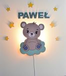Drewniana lampka dla dzieci, ozdoba, dekoracja na ścianę