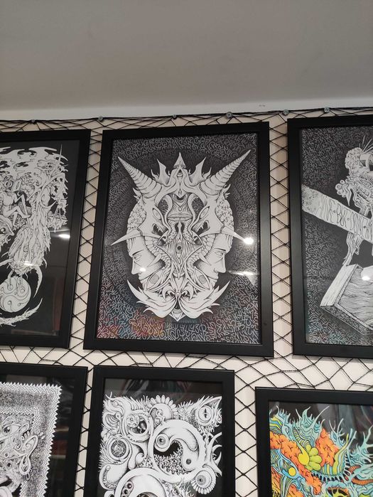 Obraz "SPOJRZENIA" 40x30 Abstrakcja Surrealizm  Polska grafika w ramie