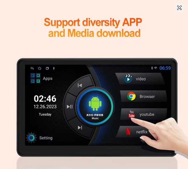 Monitor Auto 10,1" – Android, CarPlay e Bluetooth