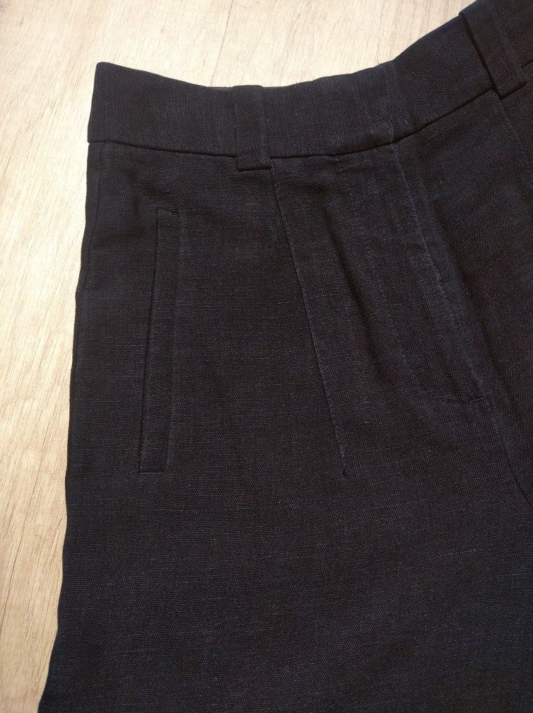 Широкі брюки кюлоти Massimo Dutti XS/S лляні штани льон ліоцелл чорні