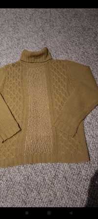 Oliwkowy sweter golf XL