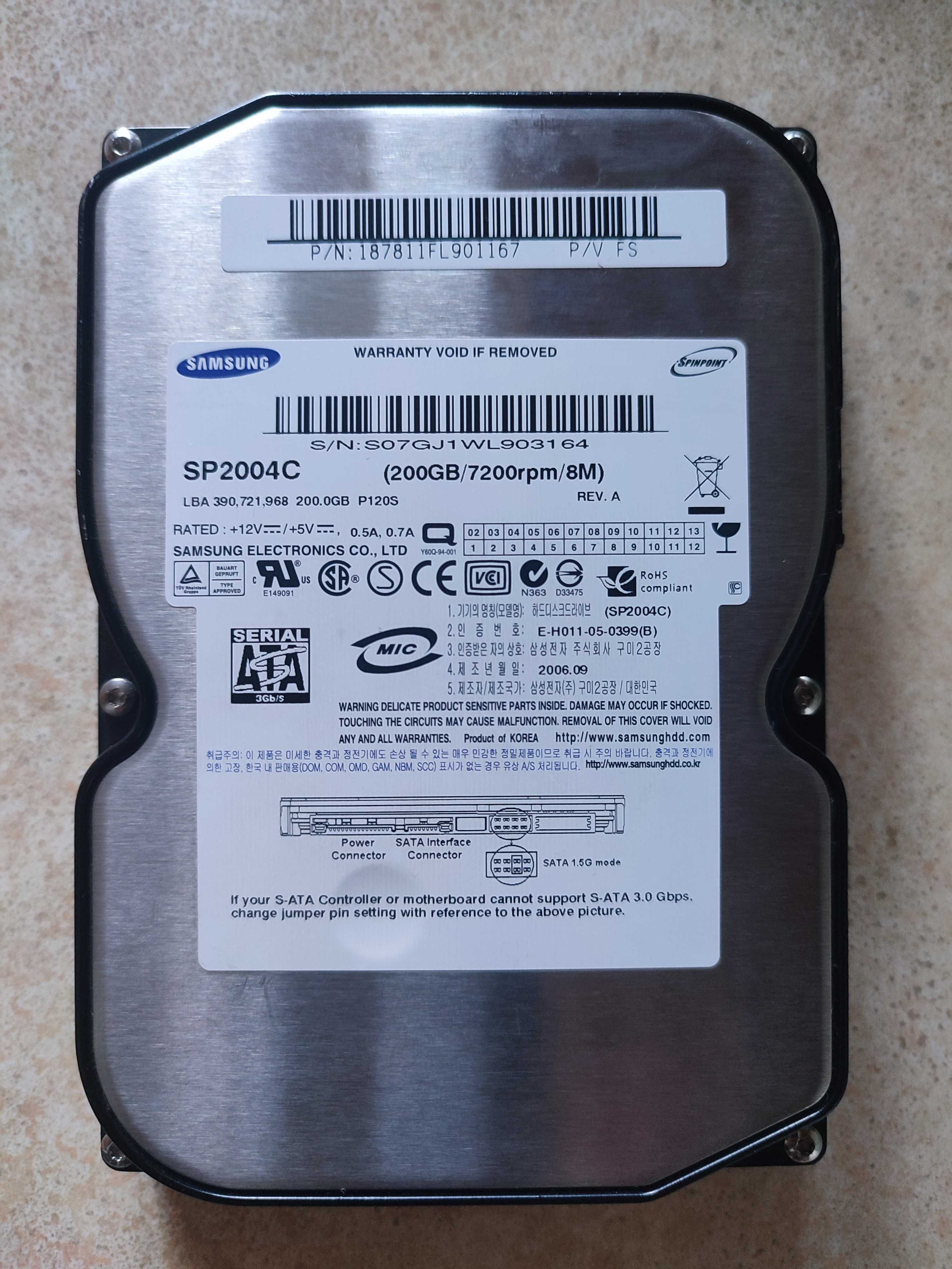 Жорсткий диск Вінчестер HDD Samsung 200 Gb sata