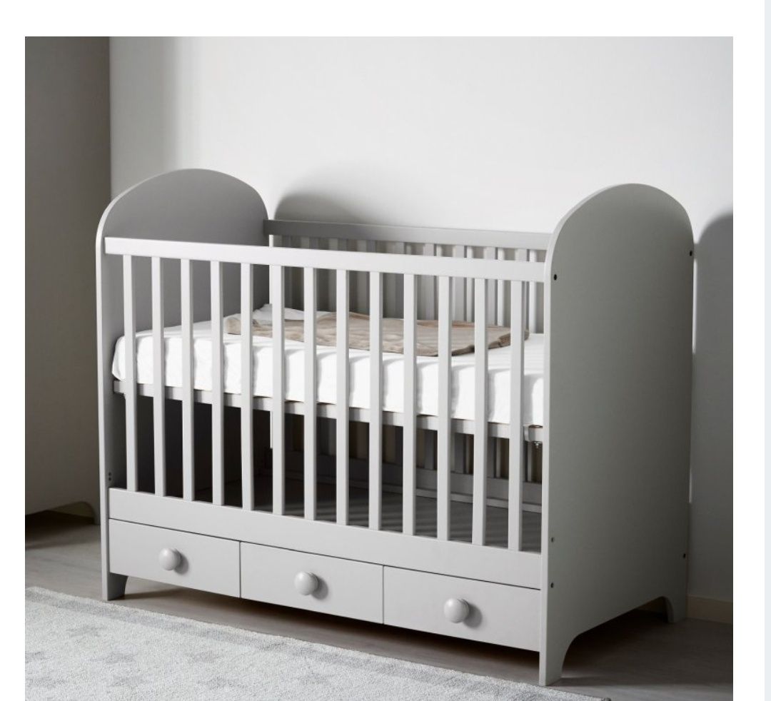 Łózeczko Ikea Gonatt szare solidne
