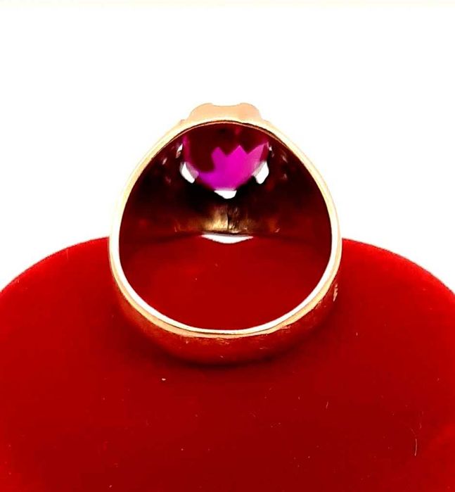 Złoty Sygnet damski z rubinem PR.585 W:7gr R.15 InterSKLEP