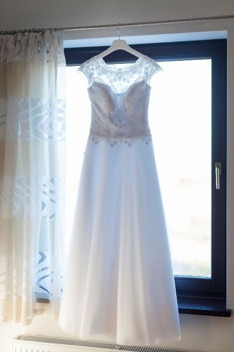 Suknia AGNES - rozmiar 36/38 biała, wzrost 163 cm + obcas