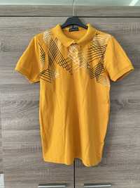 Koszulka t-shirt żółta polo męska z krótkim rękawem M bawełniana lato