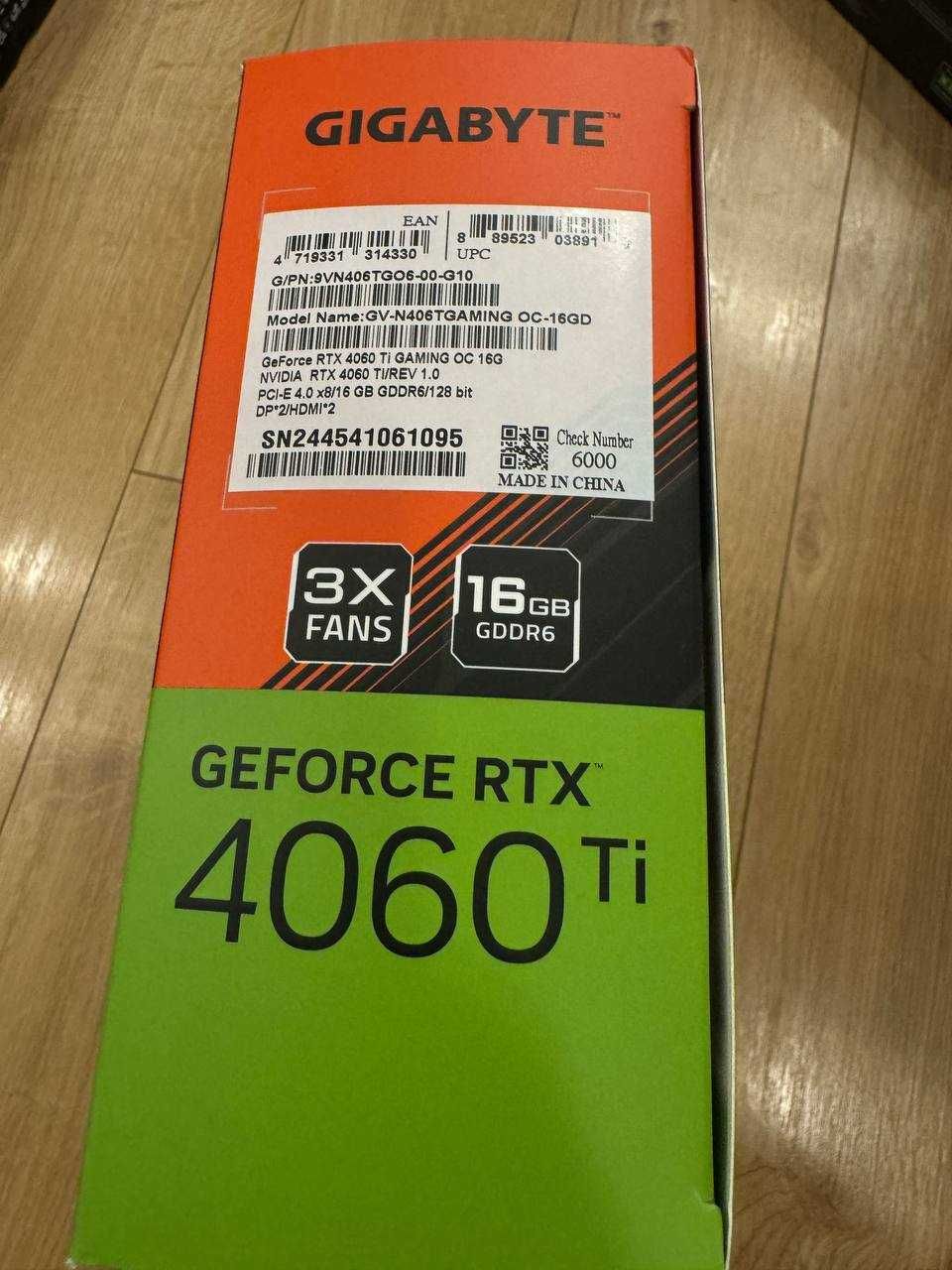 Відеокарта RTX 4060 Ti 16GB Gigabyte, нова, запечатана