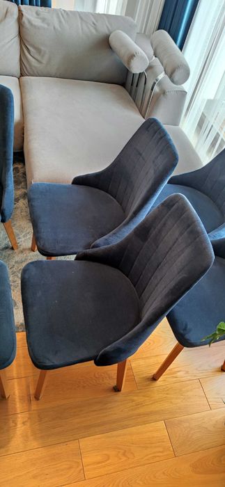 krzesła Mebloo Bomar Funky dąb olejowany granatowe tapicerowane ideal