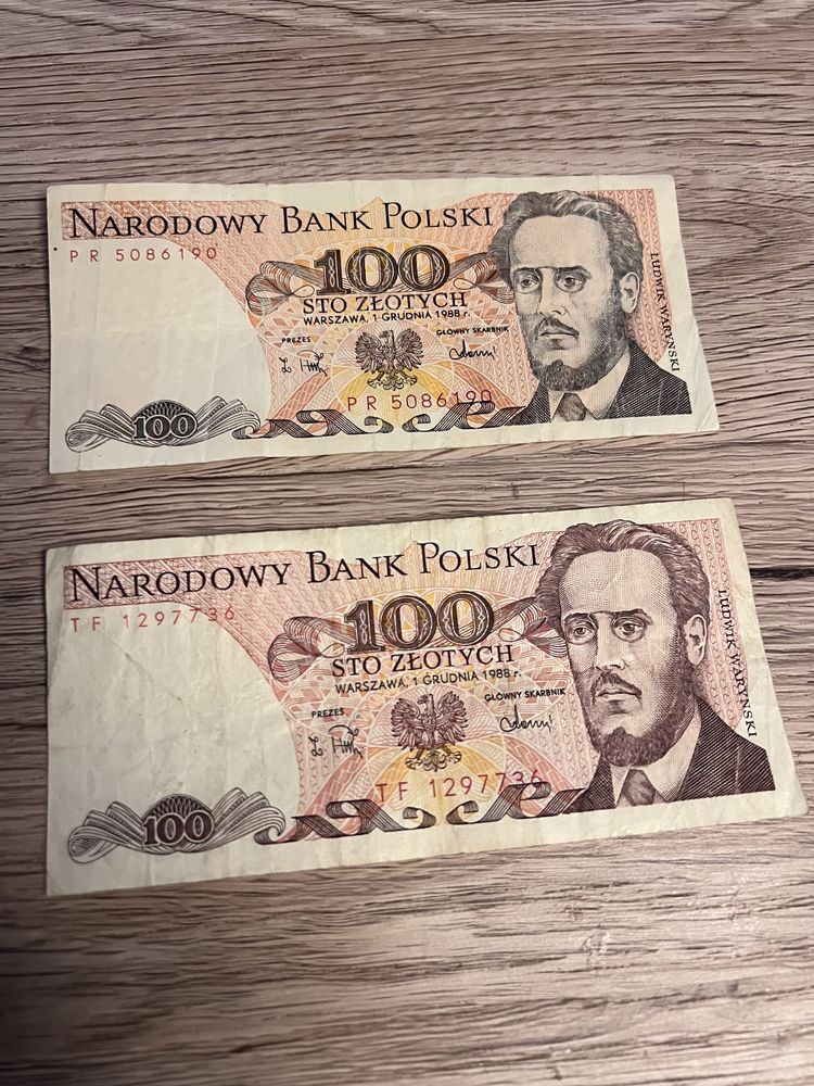 2x  banknot 100 zl PRL banknoty stare pieniądze