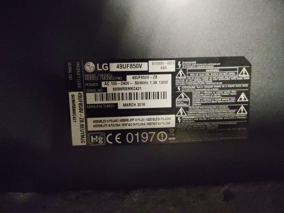 Smart TV LG modelo: 49UF850V