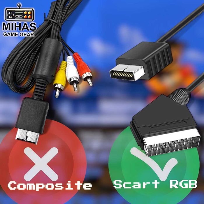 Відео кабель шнур SCART RGB для SEGA Dreamcast - PlayStation PS1, PS2