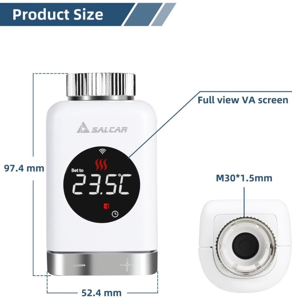 SALCAR Termostat grzejnikowy WIFI TRV801W