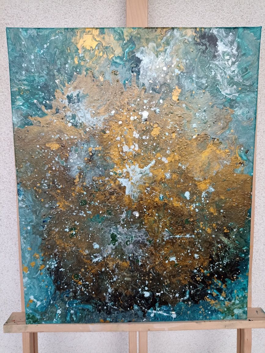 Obraz abstrakcyjny, ręcznie malowany, akryle (50x40)