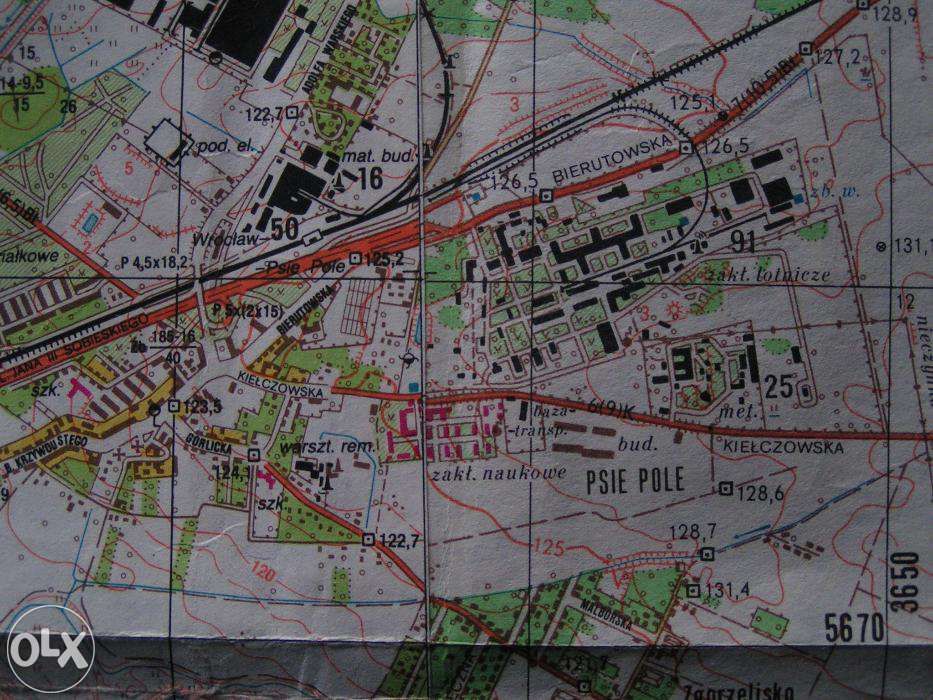 mapa topograficzna / plan miasta Wrocławia 1:25000 M-33-35-C-a i -b