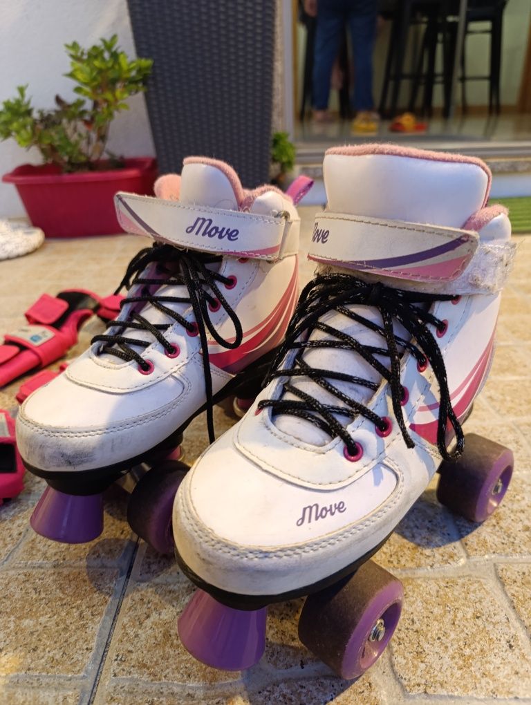 patins usados + proteção