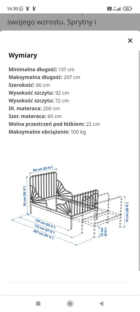 Łóżko IKEA Minnen