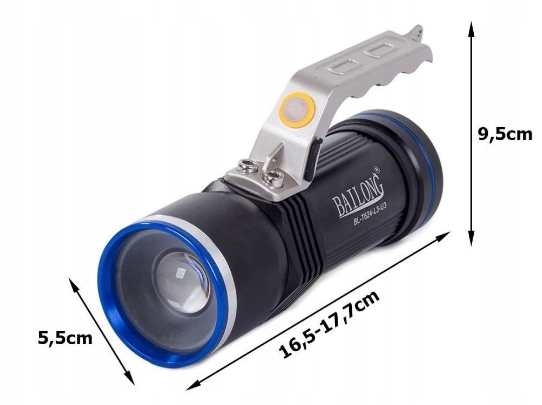 Nowa Latarka Szperacz Bailong T624-L2 z diodą CREE XM-L T6