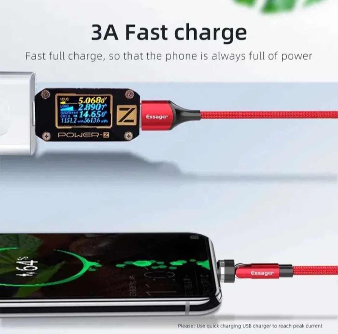 Магнітний Кабель Essager 3A  Кутовий USB Type C, MicroUSB, iPhone