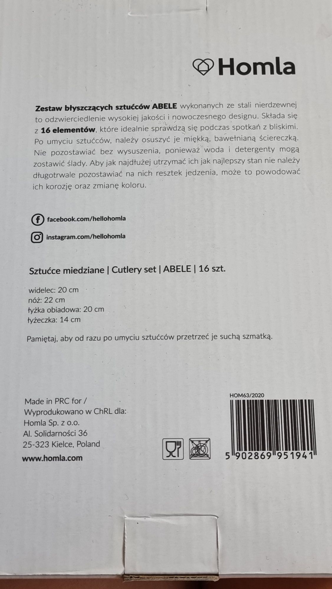 Zestaw błyszczących sztućców Abele 16 elementów - Homla