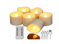 PChero 6x Świeczki LED na USB z pilotem i timerem – światło ciepłe