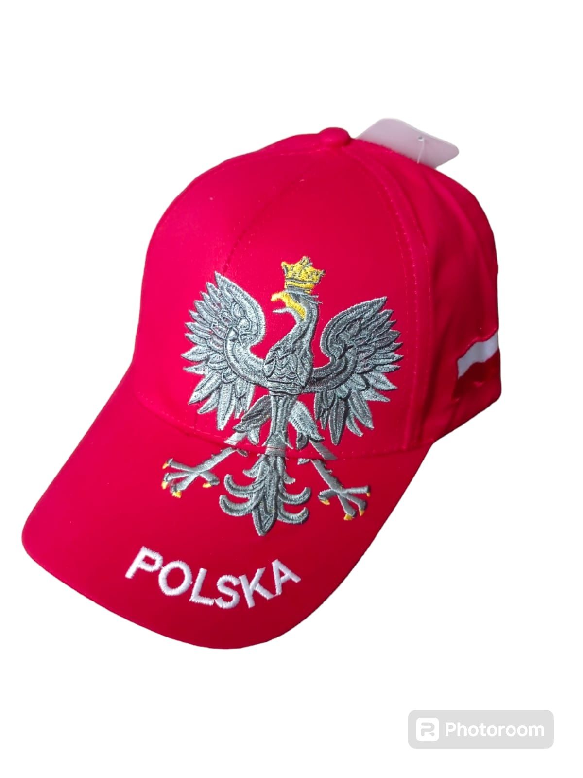 Czapka z daszkiem POLSKA z orzełkiem czerwona