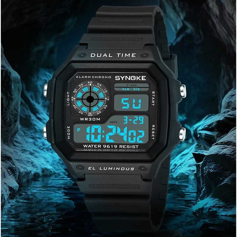 Sportowy cyfrowy zegarek elektroniczny Synoke podświetlana tarcza