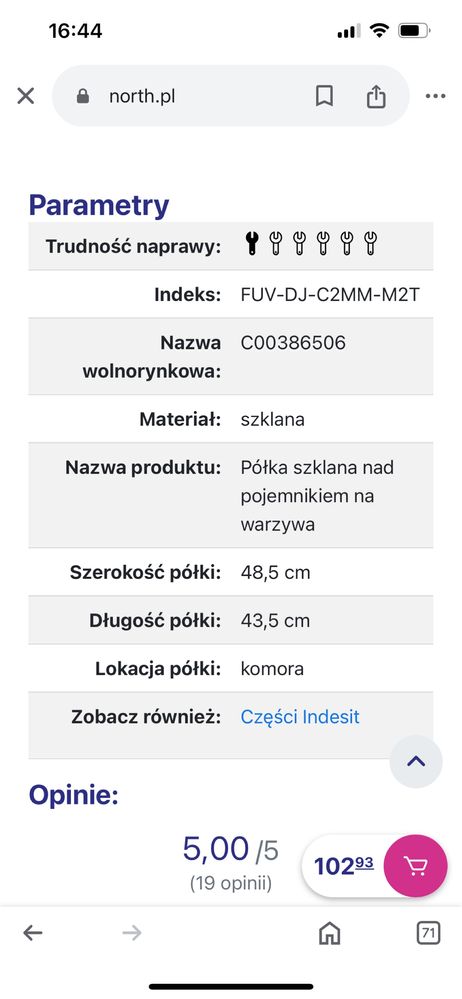 Półki do lodówkai Indesit LR 6 S1S